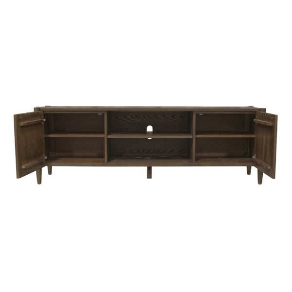 Alpine Furniture Sinclair Mid-Century Tv Console With Soft-Close Cabinets, Adjustable Shelf & Cable Management Walnut 3458WAL-10