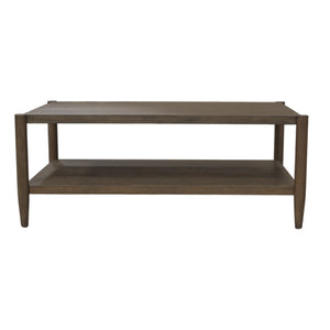 Alpine Furniture Sinclair Rectangular Coffee Table With Open Lower Shelf, Mid-Century Lines, Rounded Corners, Durable Oak Veneer Finish Walnut 3458WAL-61