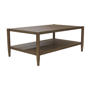 Alpine Furniture Sinclair Rectangular Coffee Table With Open Lower Shelf, Mid-Century Lines, Rounded Corners, Durable Oak Veneer Finish Walnut 3458WAL-61