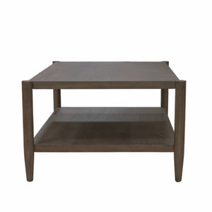 Alpine Furniture Sinclair Rectangular Coffee Table With Open Lower Shelf, Mid-Century Lines, Rounded Corners, Durable Oak Veneer Finish Walnut 3458WAL-61
