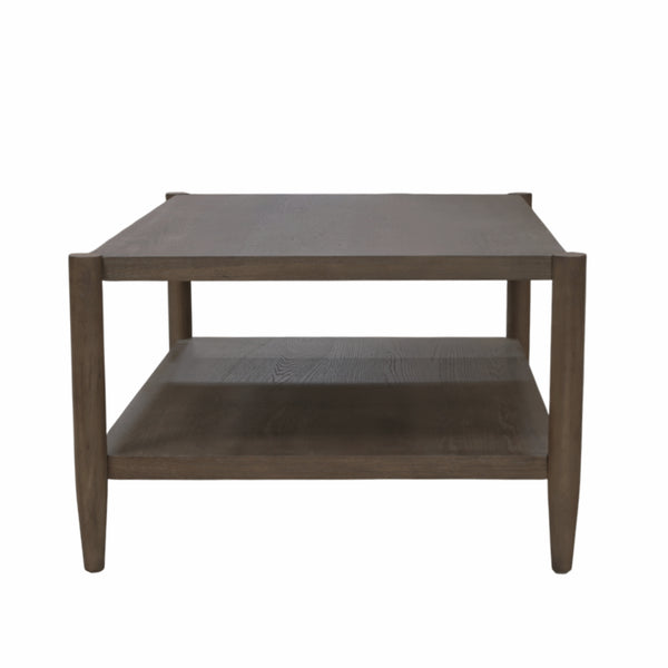 Alpine Furniture Sinclair Rectangular Coffee Table With Open Lower Shelf, Mid-Century Lines, Rounded Corners, Durable Oak Veneer Finish Walnut 3458WAL-61