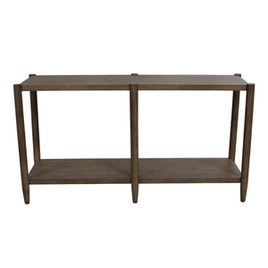 Alpine Furniture Sinclair Mid-Century Console Table 60" W – Solid Rubberwood With Oak Veneer, Open Shelf Storage, Sleek Design Walnut 3458WAL-63