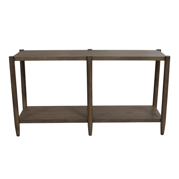 Alpine Furniture Sinclair Mid-Century Console Table 60" W – Solid Rubberwood With Oak Veneer, Open Shelf Storage, Sleek Design Walnut 3458WAL-63