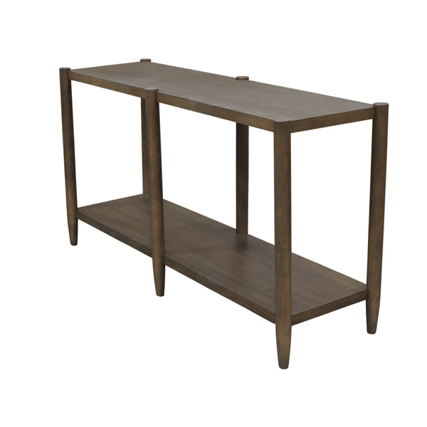 Alpine Furniture Sinclair Mid-Century Console Table 60" W – Solid Rubberwood With Oak Veneer, Open Shelf Storage, Sleek Design Walnut 3458WAL-63