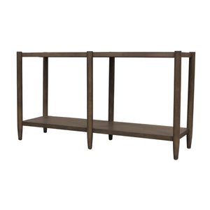 Alpine Furniture Sinclair Mid-Century Console Table 60" W – Solid Rubberwood With Oak Veneer, Open Shelf Storage, Sleek Design Walnut 3458WAL-63