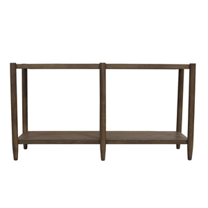 Alpine Furniture Sinclair Mid-Century Console Table 60" W – Solid Rubberwood With Oak Veneer, Open Shelf Storage, Sleek Design Walnut 3458WAL-63