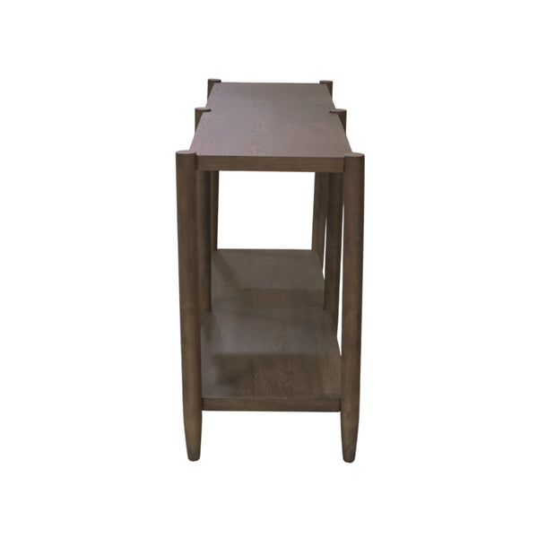 Alpine Furniture Sinclair Mid-Century Console Table 60" W – Solid Rubberwood With Oak Veneer, Open Shelf Storage, Sleek Design Walnut 3458WAL-63