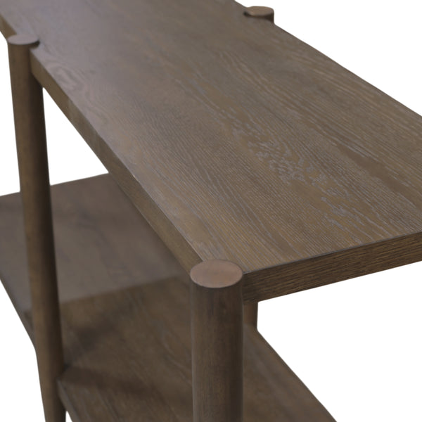 Alpine Furniture Sinclair Mid-Century Console Table 60" W – Solid Rubberwood With Oak Veneer, Open Shelf Storage, Sleek Design Walnut 3458WAL-63