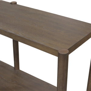Alpine Furniture Sinclair Mid-Century Console Table 60" W – Solid Rubberwood With Oak Veneer, Open Shelf Storage, Sleek Design Walnut 3458WAL-63