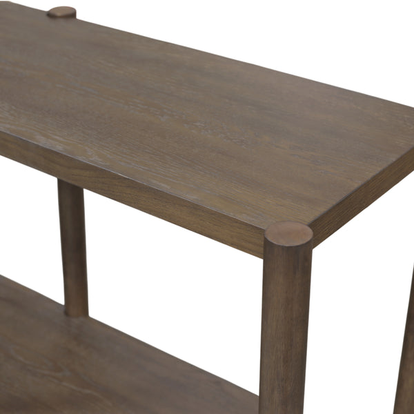 Alpine Furniture Sinclair Mid-Century Console Table 60" W – Solid Rubberwood With Oak Veneer, Open Shelf Storage, Sleek Design Walnut 3458WAL-63