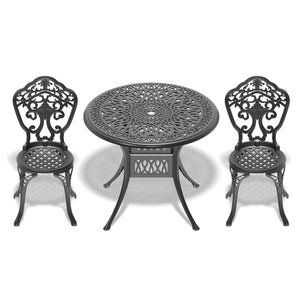 English Elm 3-Piece All-Weather Cast Aluminum Dining Set - Elegant Black Frame For Cozy Outdoor Meals & Relaxation W1710S00207