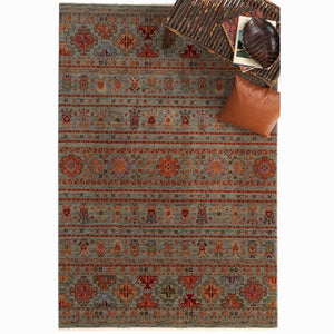 Capel Rugs Lineage-kilim Timeless New Zealand Wool Rug - Traditional Design With Modern Machine-made Quality Cadet Blue, Terra Cotta 100% Wool 3459rs03110411400