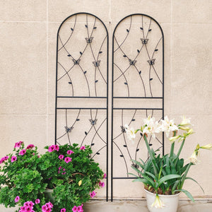 English Elm 4 Pack Powder-coated Metal Garden Trellis Panels Rustproof Climbing Plant Support Outdoor W1586P268059