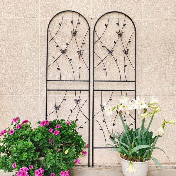 English Elm 4 Pack Powder-coated Metal Garden Trellis Panels Rustproof Climbing Plant Support Outdoor W1586P268059