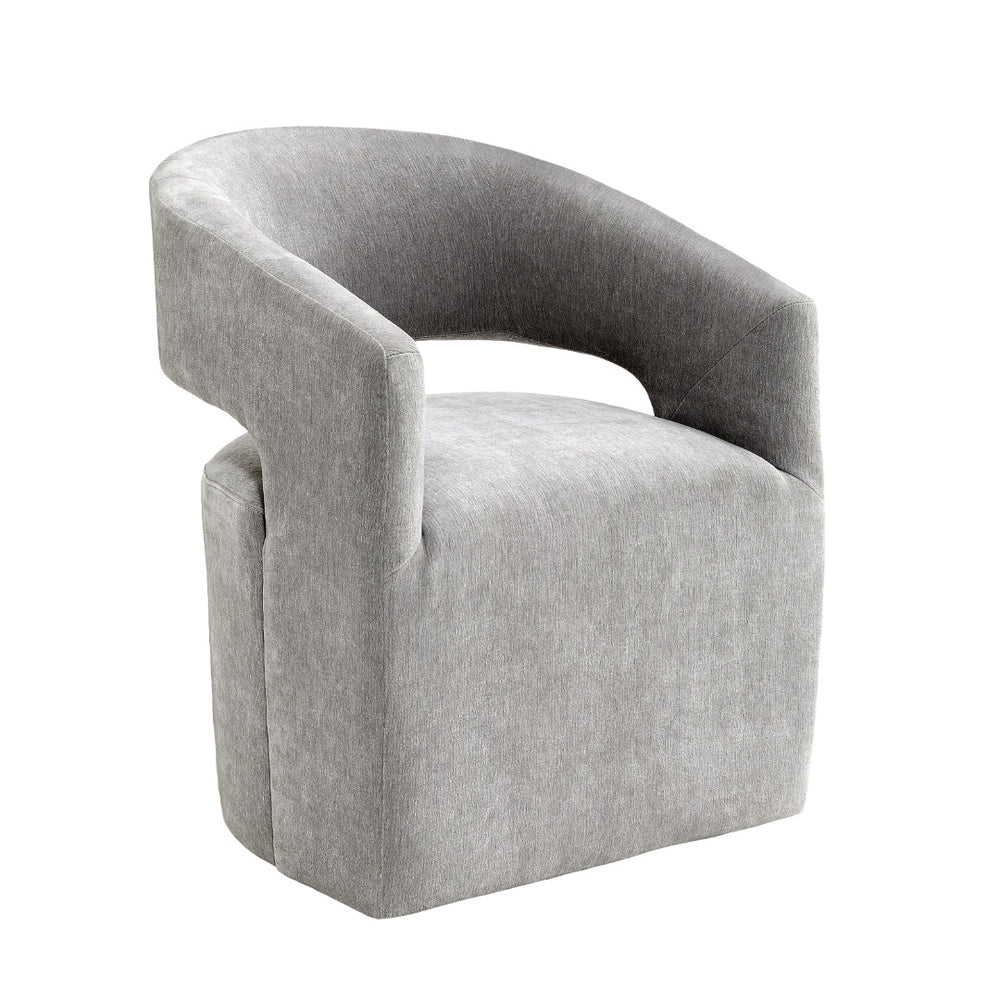 English Elm Light Hoople Channel Tufted Swivel Chair with Curved Back 360° Rotation Stylish Accent Seating Light Gray 27 L x 26 W x 33 H B2741P401364