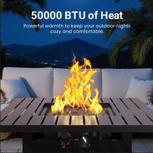English Elm 30”width Propane Square Fire Pit Table 50000 Btu Powder Coated Patio Entertainer B082P454966