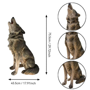 English Elm 29.72" Resin Howling Wolf Statue Weatherproof Lifelike Garden Sculpture Patio W5709P462777