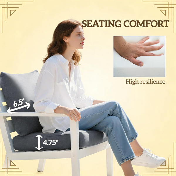English Elm Seat and Back Cushion Set for Patio Chairs Yarn Dyed Fabric Uv Resistant Beige T3971P443236