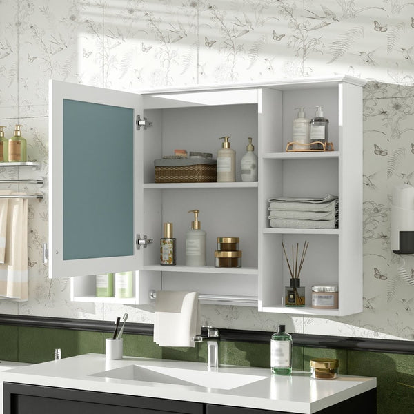 English Elm 3-in-1 Wall Mounted Bathroom Medicine Cabinet with Soft Close Mirror and Towel Bar White N710P358613K