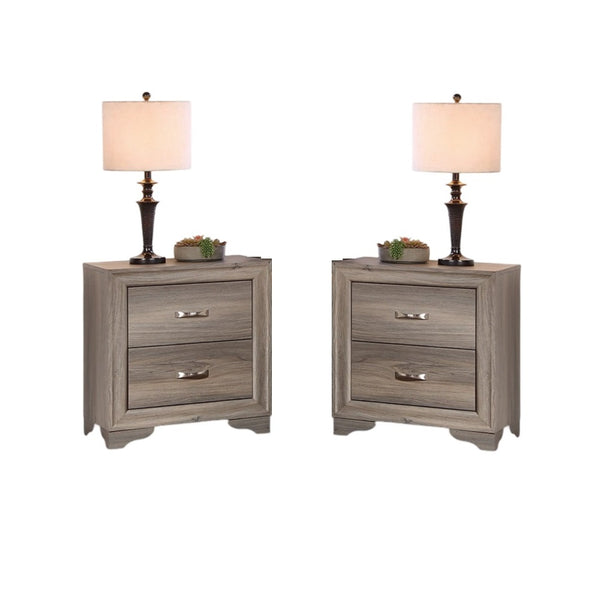 English Elm Modern 1pc Nightstand Compact Wooden Bedside Table with 2 Drawers — Space-Saving Stylish Storage B011P197293