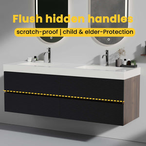 English Elm Emilia 60 Inch Freestanding Oak Vanity with Ceramic Sink and Soft Close Drawers W1865S00192
