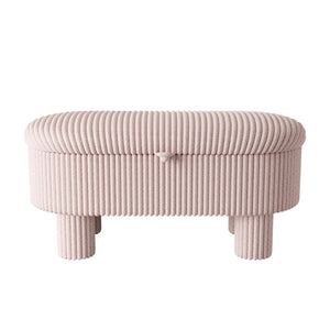 English Elm Modern Corduroy Upholstered Storage Bench with Lift Top Lid for Bedroom Entryway Pink N719P305624P