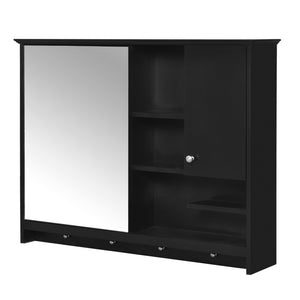 English Elm 36 Inch Wall Mounted Medicine Cabinet with HD Mirror, Adjustable Shelves, Towel Hooks, Modern Style Black N710P254924B