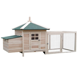 English Elm Pawhut Fir Wood Backyard Chicken Coop with Nesting Box Ramp and Asphalt Roof W2225P229578