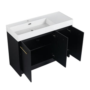 English Elm 48 Inch Freestanding Bathroom Vanity With Integrated Resin Sink & Soft-Close Doors For Storage Solutions W999S00264