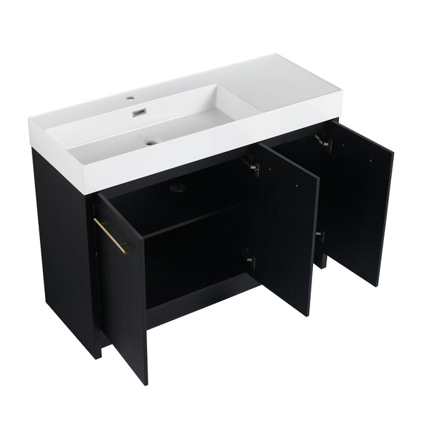 English Elm 48 Inch Freestanding Bathroom Vanity With Integrated Resin Sink & Soft-Close Doors For Storage Solutions W999S00264