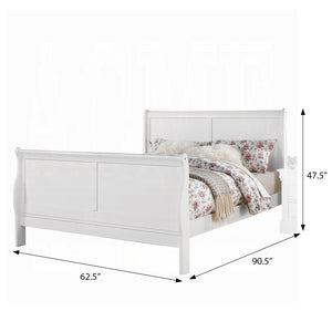 English Elm White Sleigh Bed with Curved Headboard, Solid Pine Frame, Box Spring Compatible, Timeless Bedroom Centerpiece B062S00525