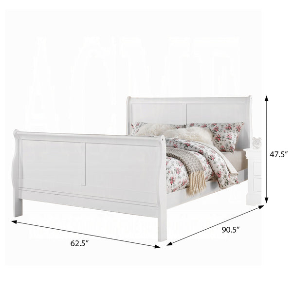 English Elm White Sleigh Bed with Curved Headboard, Solid Pine Frame, Box Spring Compatible, Timeless Bedroom Centerpiece B062S00525