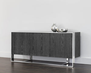 Sunpan Dalton Modern Sideboard - Stunning German Oak Veneer Design with Ample Storage for Any Space Stainless Steel / Grey