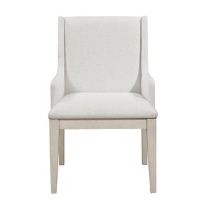 English Elm Beautiful Ivory Fabric Dining Armchairs Set of 2 with Antique White Wood Frame B011P446680