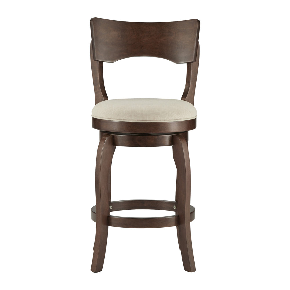Homelegance Monaghan Swivel Counter Stool Rubberwood Frame with Padded Seat Kitchen Seating Cherry / Beige 346-24BL(SPK)