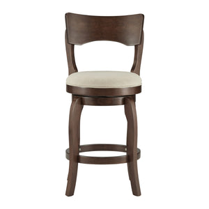 Homelegance Monaghan Swivel Counter Stool Rubberwood Frame with Padded Seat Kitchen Seating Cherry / Beige 346-24BL(SPK)