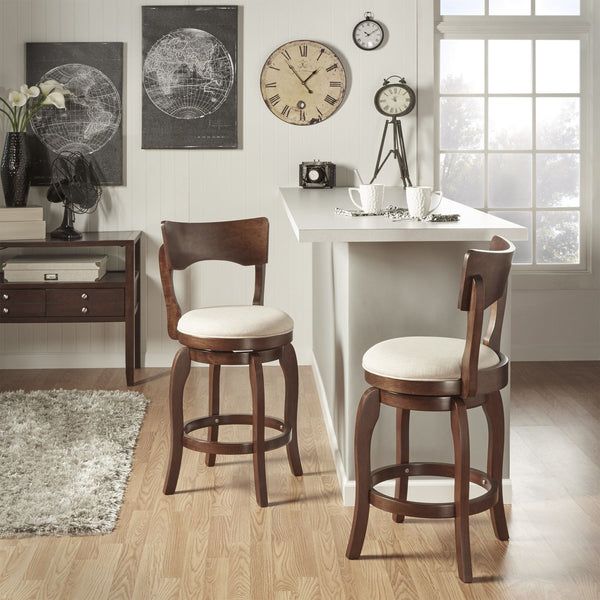 Monaghan Swivel Counter Stool Rubberwood Frame with Padded Seat Kitchen Seating