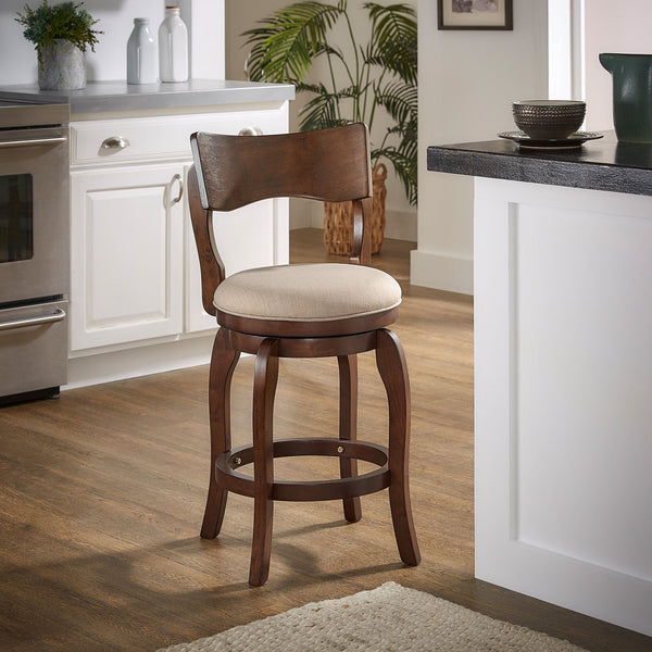 Monaghan Swivel Counter Stool Rubberwood Frame with Padded Seat Kitchen Seating