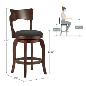 Monaghan Swivel Counter Stool Rubberwood Frame with Padded Seat Kitchen Seating