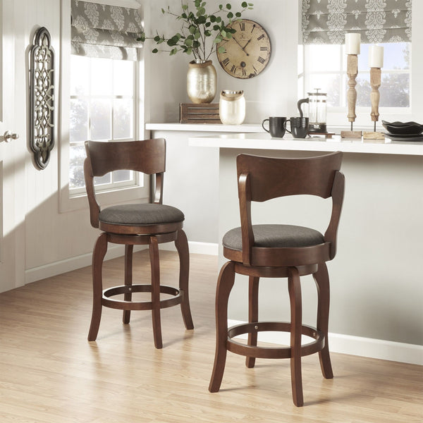 Monaghan Swivel Counter Stool Rubberwood Frame with Padded Seat Kitchen Seating