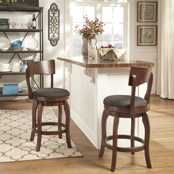 Monaghan Swivel Counter Stool Rubberwood Frame with Padded Seat Kitchen Seating