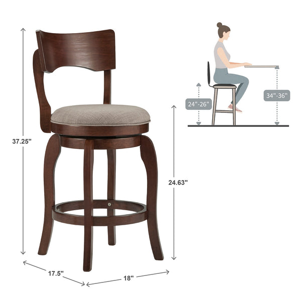 Monaghan Swivel Counter Stool Rubberwood Frame with Padded Seat Kitchen Seating
