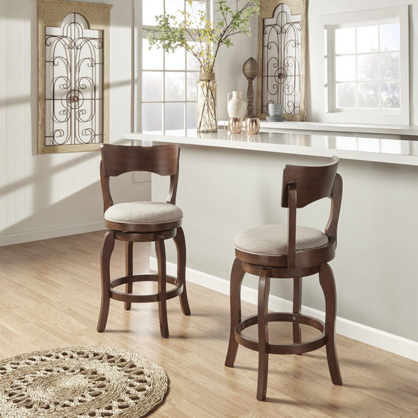 Monaghan Swivel Counter Stool Rubberwood Frame with Padded Seat Kitchen Seating
