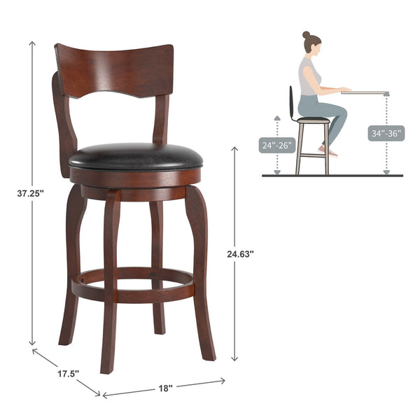 Monaghan Swivel Counter Stool Rubberwood Frame with Padded Seat Kitchen Seating