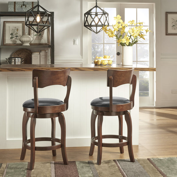 Monaghan Swivel Counter Stool Rubberwood Frame with Padded Seat Kitchen Seating