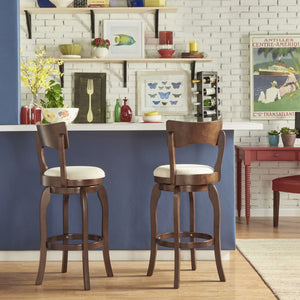 Monaghan Swivel Barstool Solid Rubberwood Frame Upholstered Padded Seat Pub Kitchen
