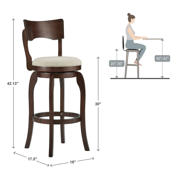 Monaghan Swivel Barstool Solid Rubberwood Frame Upholstered Padded Seat Pub Kitchen