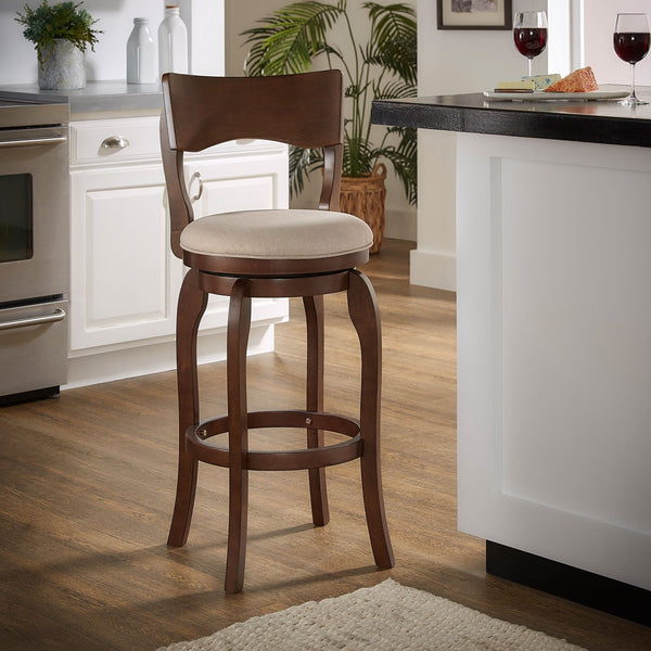 Monaghan Swivel Barstool Solid Rubberwood Frame Upholstered Padded Seat Pub Kitchen