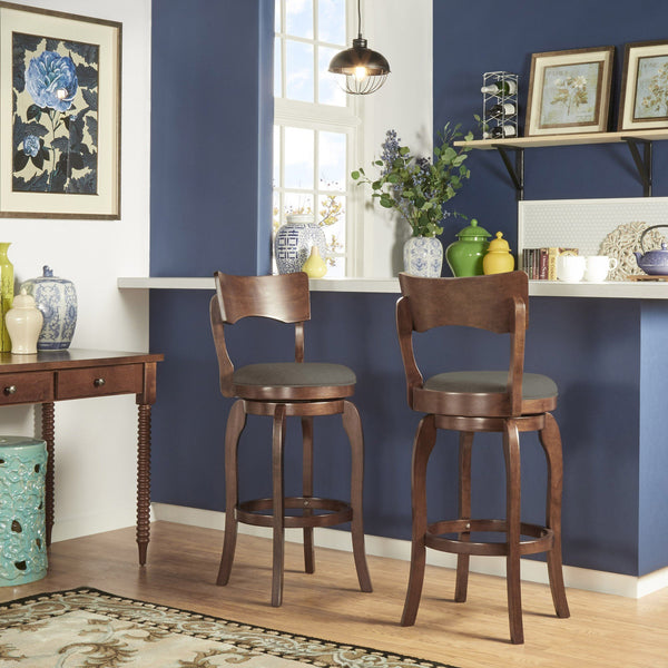 Monaghan Swivel Barstool Solid Rubberwood Frame Upholstered Padded Seat Pub Kitchen