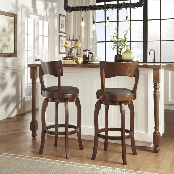 Monaghan Swivel Barstool Solid Rubberwood Frame Upholstered Padded Seat Pub Kitchen